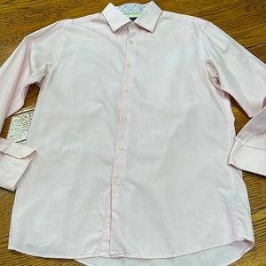 Tattersall London pink button down shirt.  Size 16 1/2, 34/35 sleeve length.